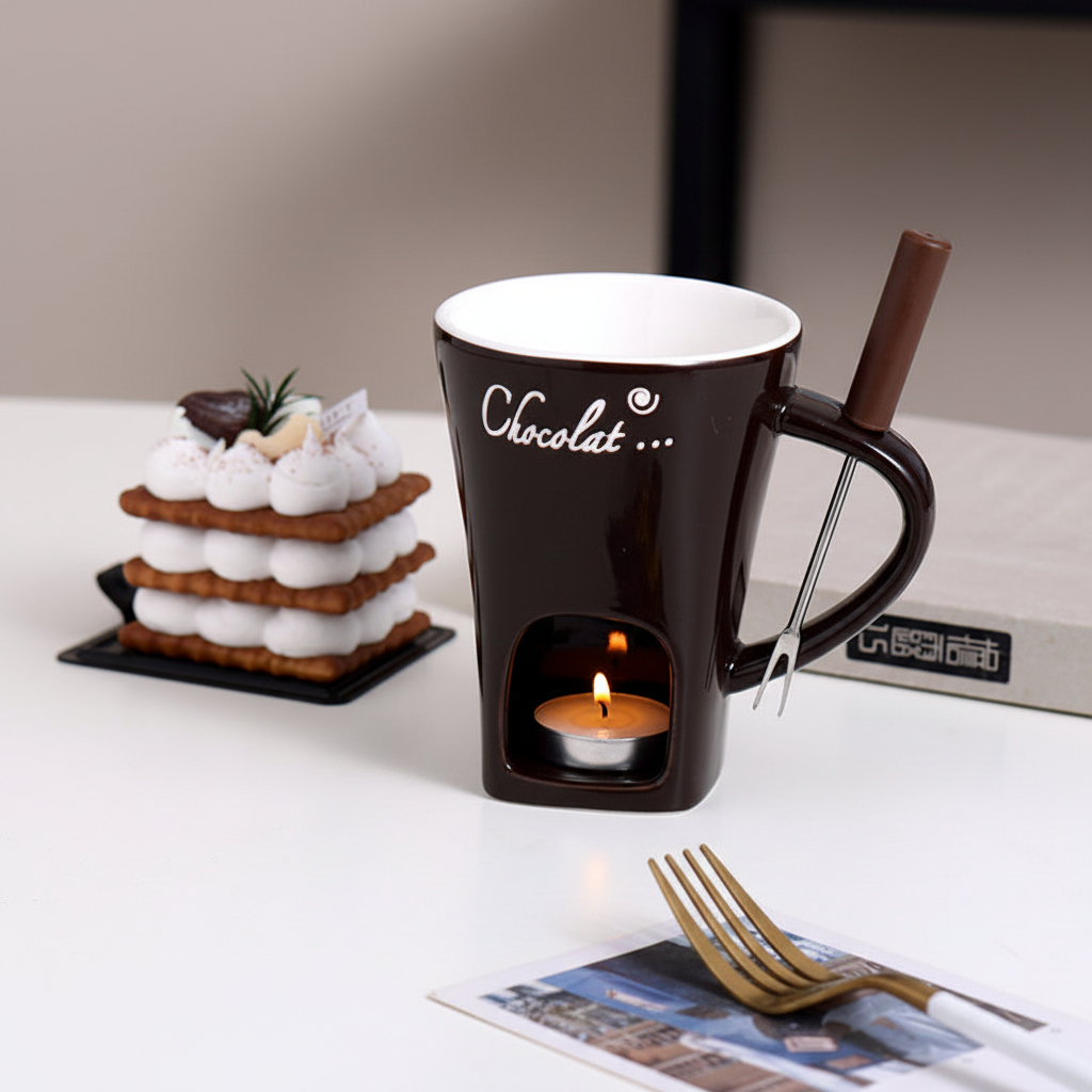Brun chokladfondue-mugg
